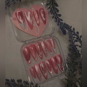 Pink Glitter Press-On Nails